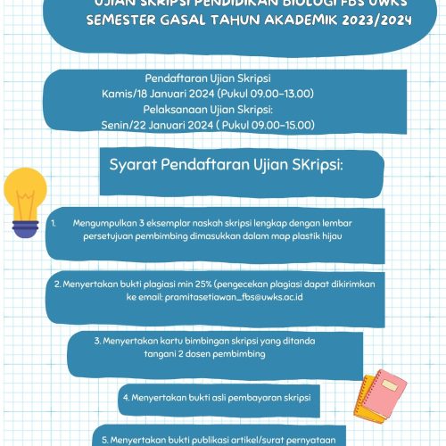 Pendaftaran Skripsi Semester Gasal Tahun Akademik 2023/2024